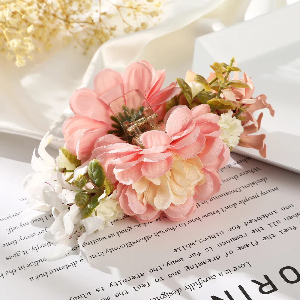 Haimeikang Large Size Flower Hair Clip Claws Hair Crab For Thick Hair Barrettes Hairpins Women Summer Fashion Hair Accessories b-15cm