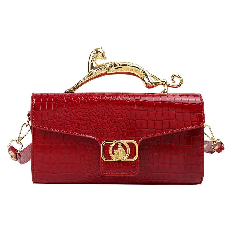 Women's Lanvi N Handbag New Bags For Women Metal Handle Leather Famous Brand Designer Crossbody Fashion Trend Shoulder Bag Red