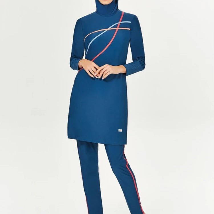 Muslim Modest Swimwear Hijab Swimsuit Women Long Sleeve Swimming Suit Islamic Cover Ups Burkini Hijabs For Woman Swim Bathing SW022-B