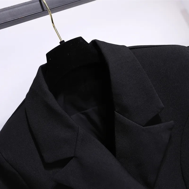 Blazer Women Spring Fashion Women Clothing Suit Skirt Jacket Belt Waist Slim Suit Women Blazer Long Coat Black Blazers