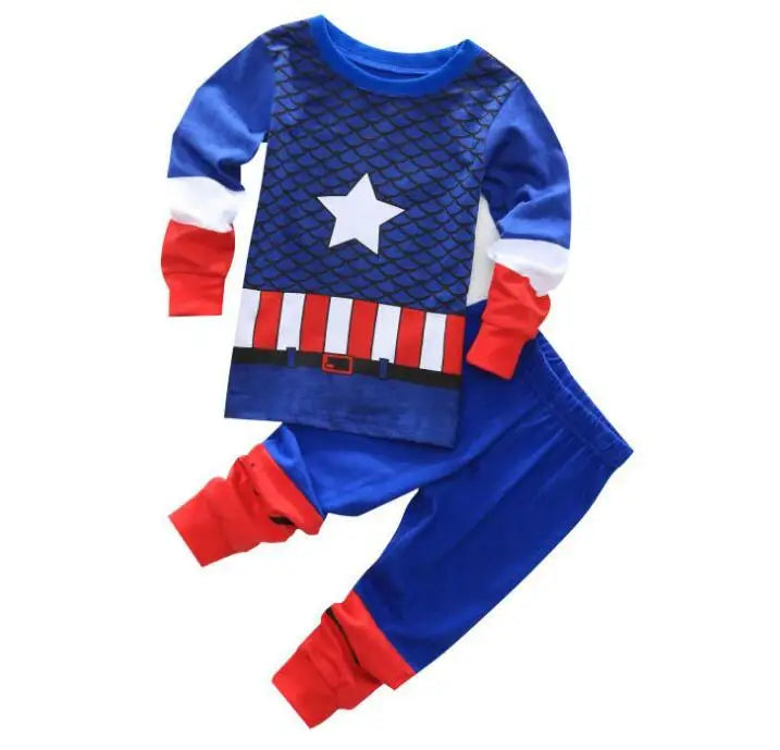 Children's Pyjamas Spiderman Iron Man Set Kids Sleepers Hero Collection Set Boys Girls Cartoon Long Sleeve Sleepwear 2-7T