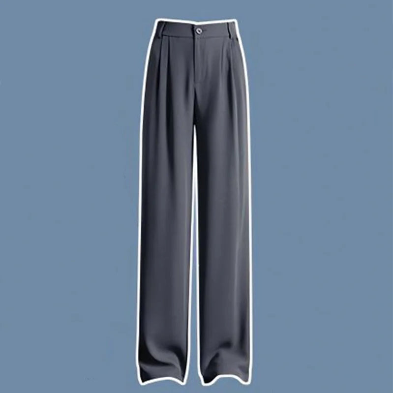 Large Women's Summer Set 2023 New Fashionable Shirt with Hanging Straps and Wide Leg Pants Three Piece Set Y2k Clothes Women Grey wide leg pants