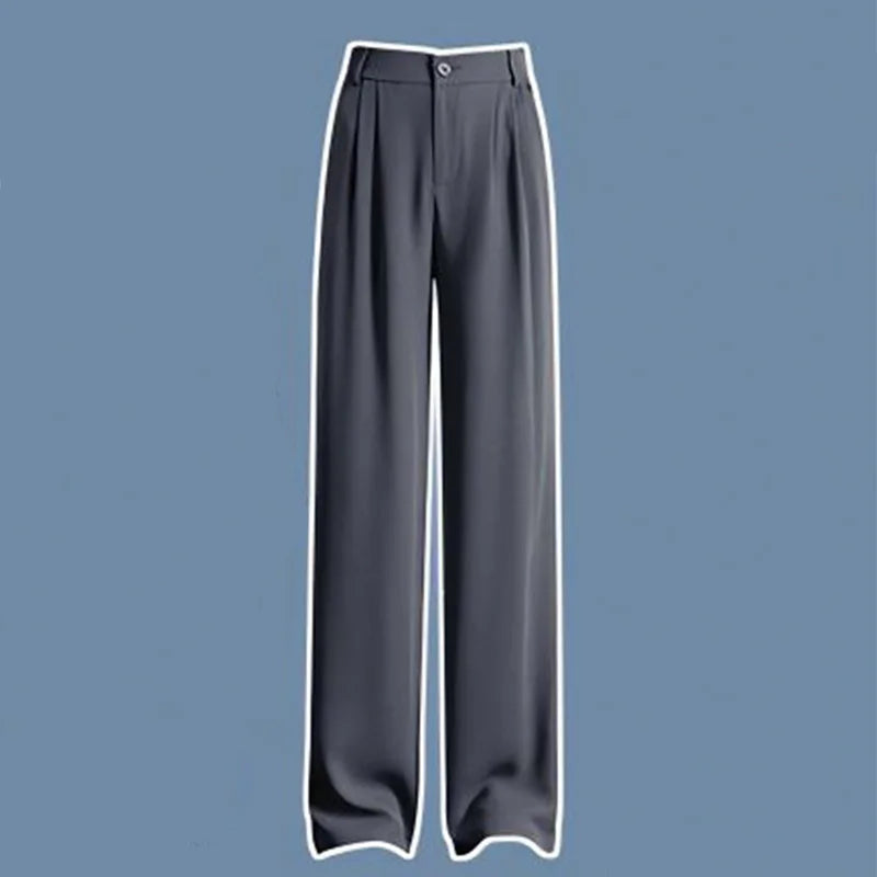 Large Women's Summer Set 2023 New Fashionable Shirt with Hanging Straps and Wide Leg Pants Three Piece Set Y2k Clothes Women Grey wide leg pants