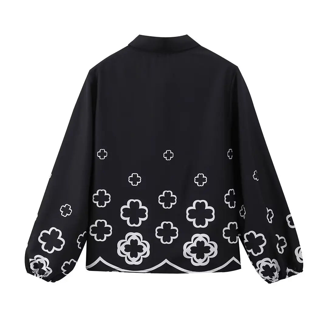 Spring Autumn Fashion Women Flower Hollow Out embroidery Pants Set Retro Lapel Long Lantern Sleeve Shirt Suit Streetwear