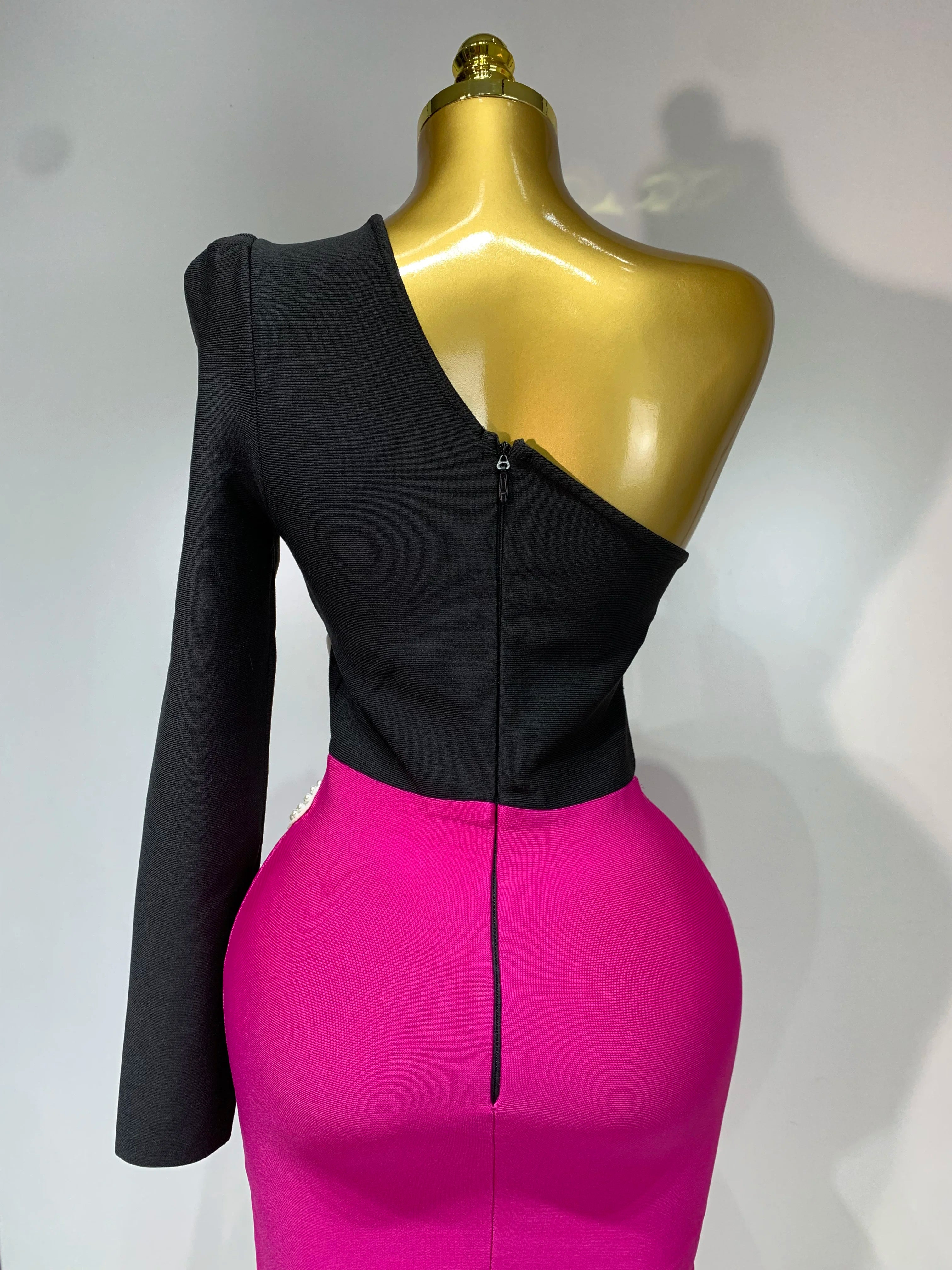 Women Sexy Single shoulder long sleeved Beading Bodycon Bandage Dress 2025 Celebrity Elegant Evening Luxury Dress Club Outfit