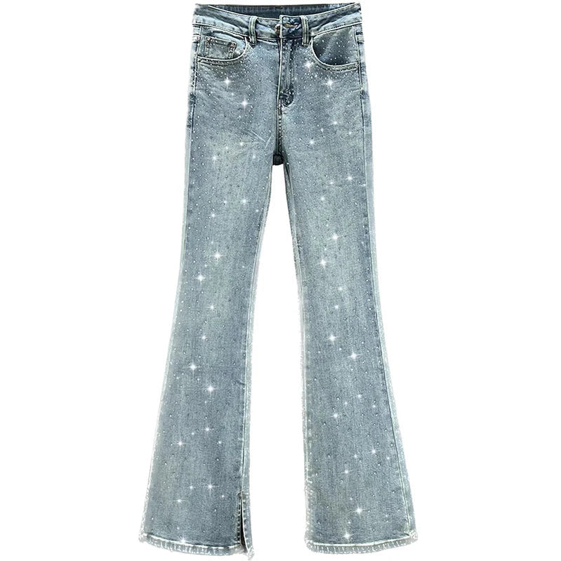 Skinny Jeans for Women Spring Cloth New High Waist Slimming Heavy Embroidery Hot Drilling Denim Pants Long Trousers