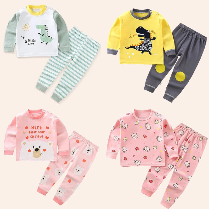Children Sets Kids Clothes Boys Girls Suit Pajamas Children Clothinng Pants Cartoon Autumn Winter Sleepwear Outfits Cotton
