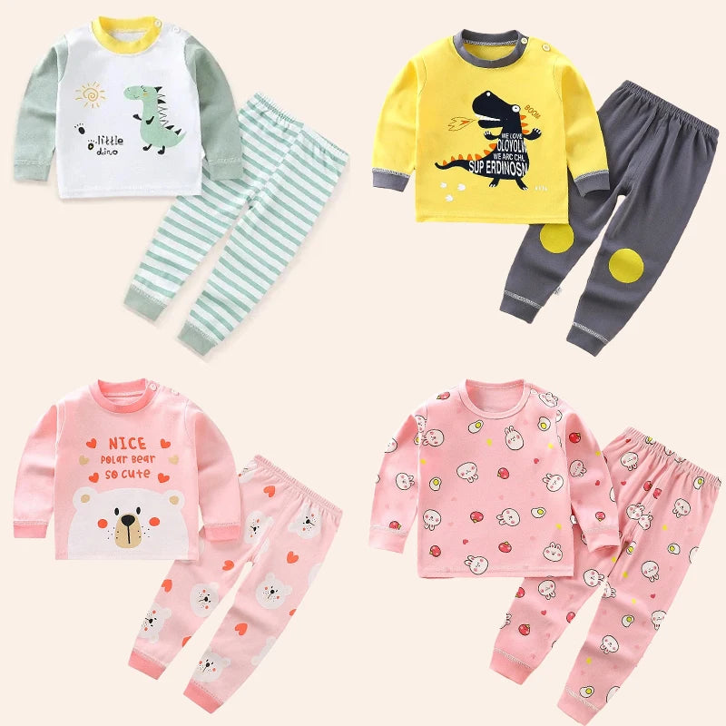 Children Sets Kids Clothes Boys Girls Suit Pajamas Children Clothinng Pants Cartoon Autumn Winter Sleepwear Outfits Cotton