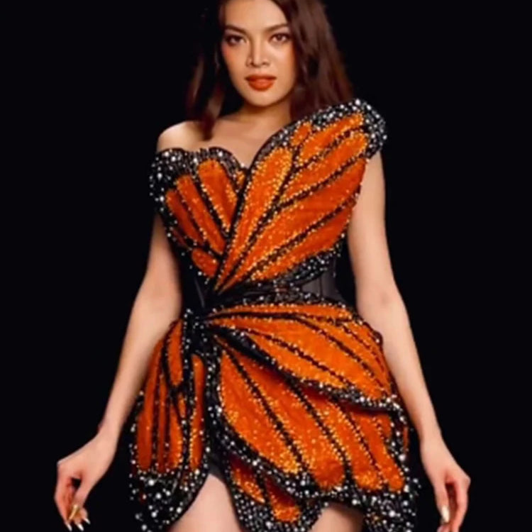 VC Luxury Dress For Women Beautiful Butterfly Shape Design Sequins Mini Celebrity Party Vestido 2023 New Trendy
