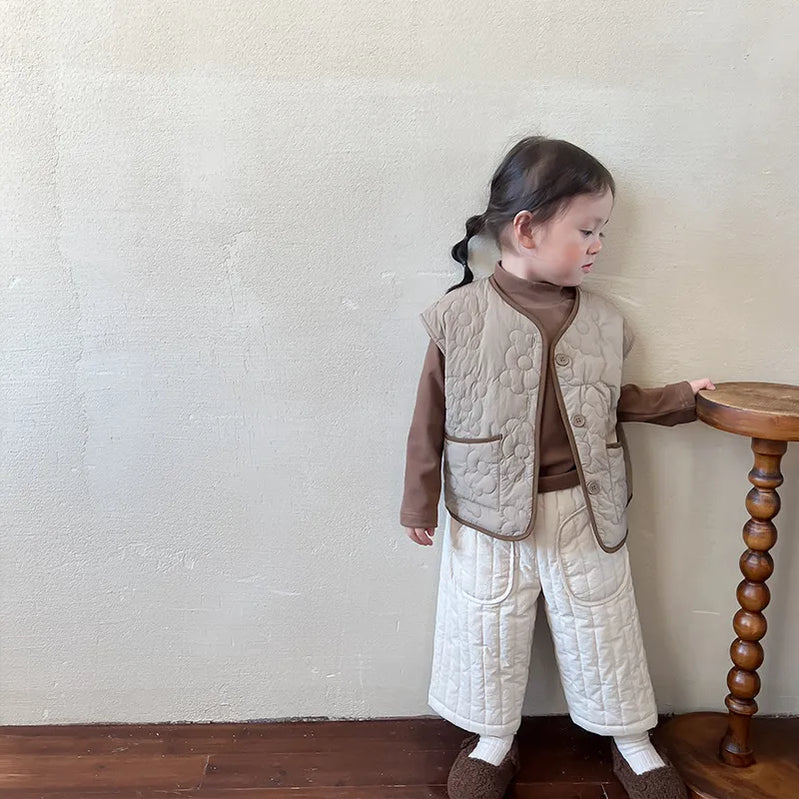 Winter Thicken Kids Pants Korea Children's Jacket Cotton Plush Girls' Solid Color Casual Pants Children's Clothing