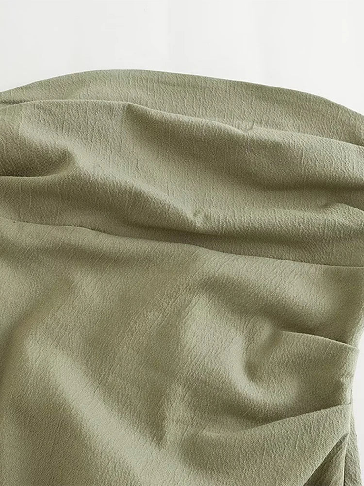 Fashion Dress Summer Women Midi Chic Ruched Elegant Tube Top Tight Holiday Dress Street Comfortable Solid Women Dresses