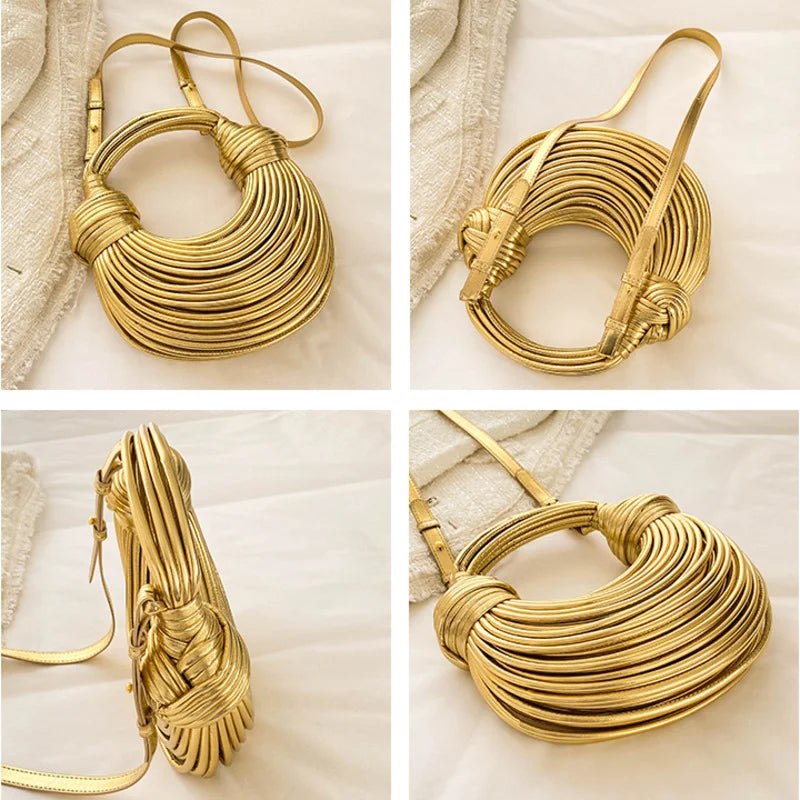 Fashion Woman Handbag Luxury Line Bundle Clutch Bag Knot Cross-body Lady Evening Bag Women Handbag Designer Female Clutch Bags