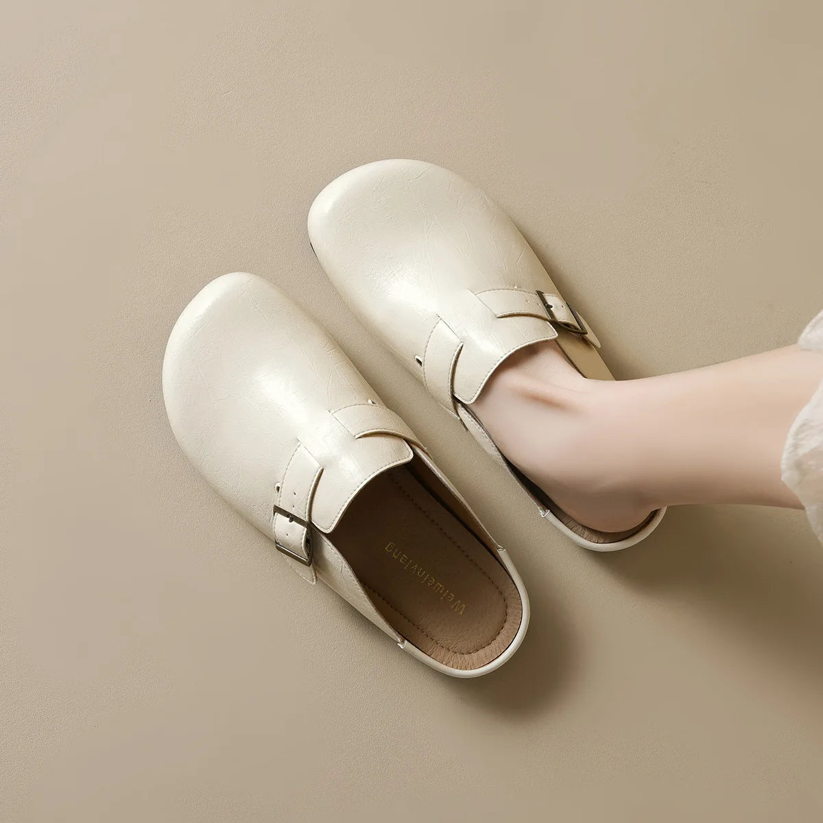  2024 Women's Round Toe Mules Slip-On Flats Casual Spring/Autumn Fashion Shoes Comfortable Lightweight