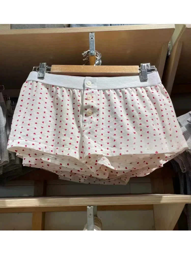 Casual Women Soft Cotton Front Buttons Shorts Summer Vintage Low Waist Female Chic Bottoms color1 One Size