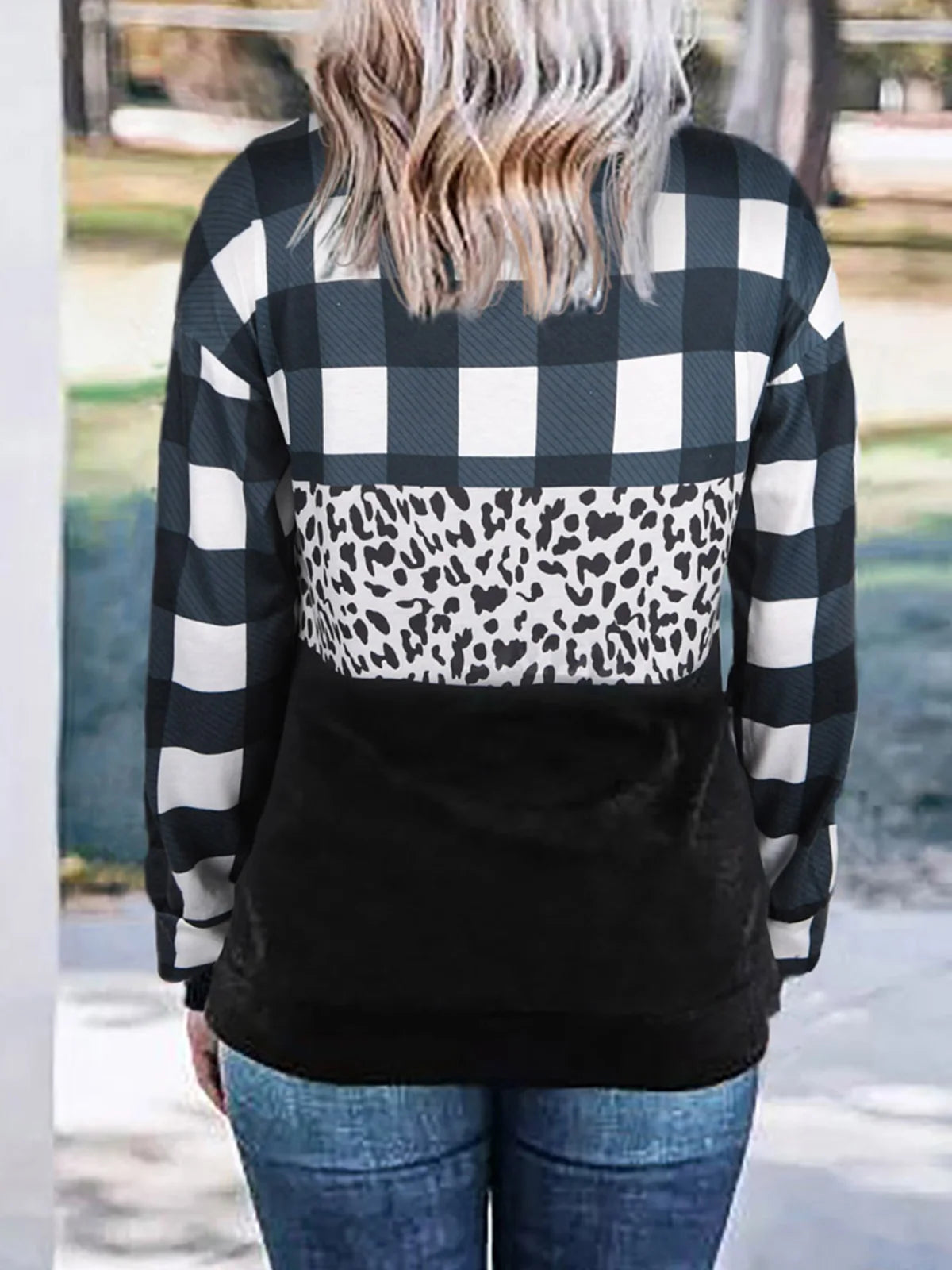 Women's Spring Autumn Style Plaid Leopard Splicing Long Sleeve Blouse Shirt Women O-Neck Elegant Lace Tops Casual Vintage Shirt