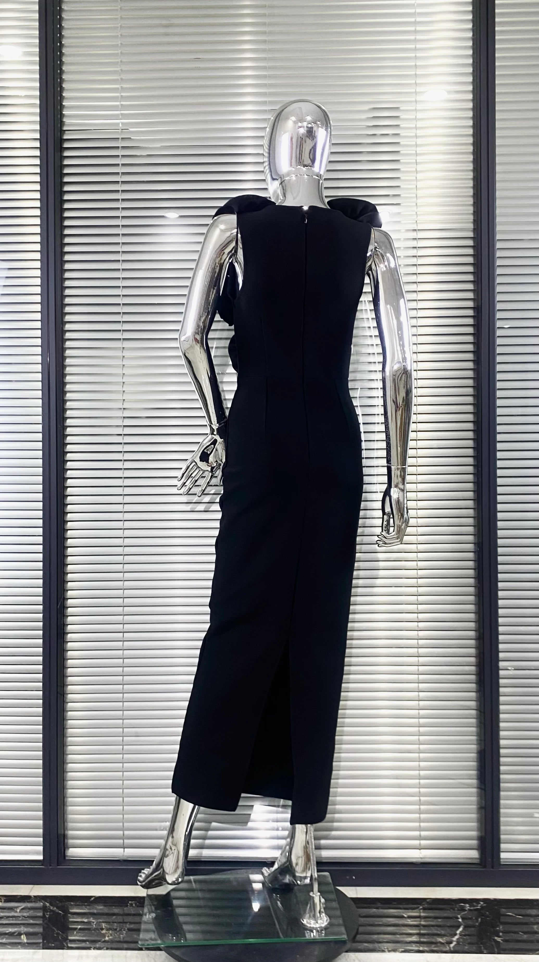 Vestido longo de bandagem floral colado ao corpo, sexy, tomara que caia, preto, de alta qualidade, para festa à noite, boate