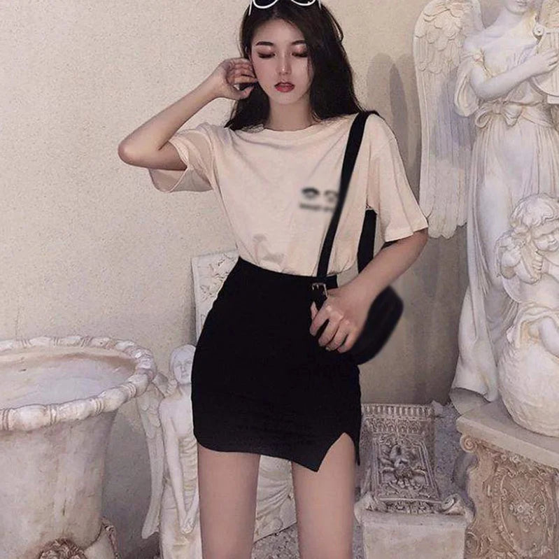 Women Summer Mini High Waist Skirt Sexy Slim Solid Color Female Split Skirt Fashion Pencil Skirt Club L