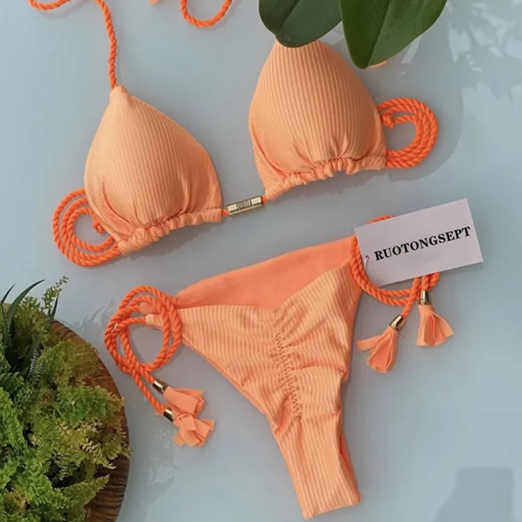 Sexy Bikini Push Up Women Swimsuit Thong Brazilian Bikini Swimwear Female Swimming Bathing Suit Beachwear 8239