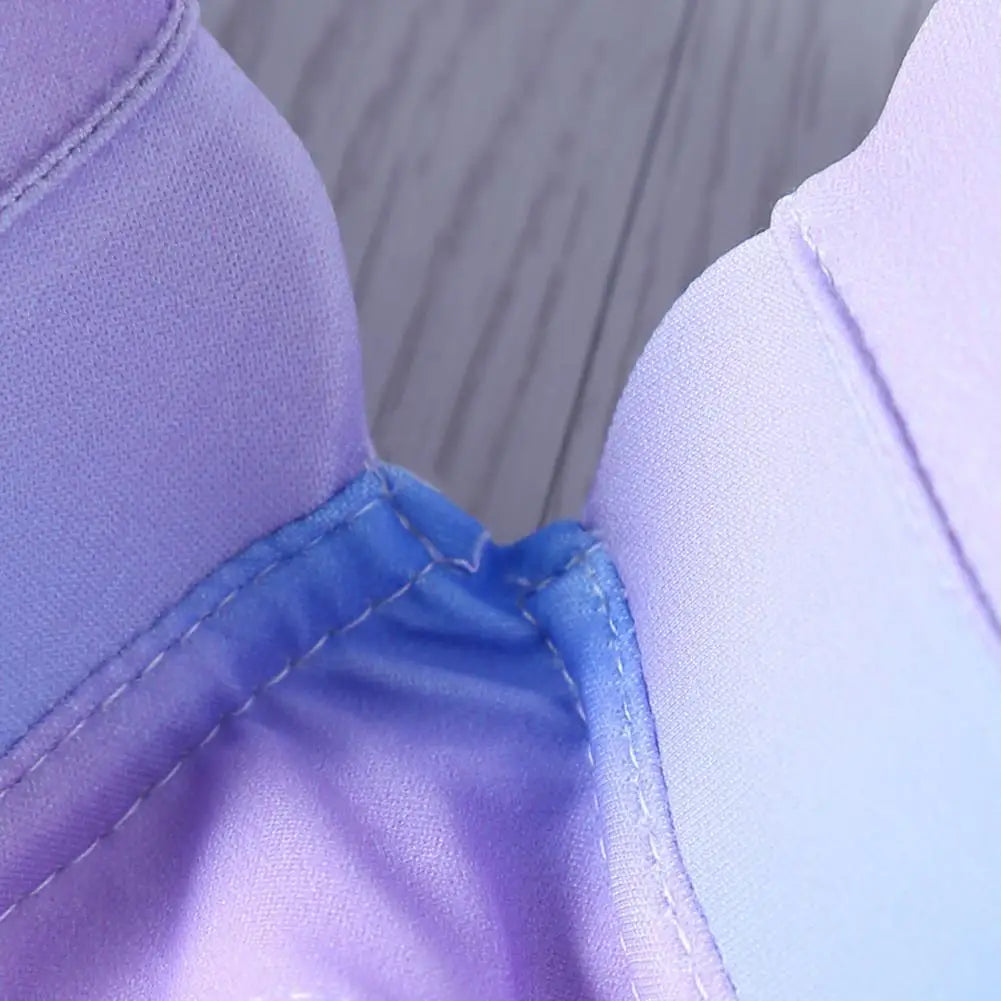 2Pcs/Set Split Bikini Gradient Color Shell Appearance Two-piece High Stretch Off Shoulder Swimwear for Beach