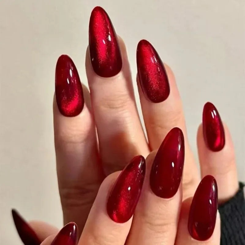 24Pcs Simple False Nails French Design Short Almond Fake Nails Glitter Blue Round Head Full Cover Nail Tips Oval Press on Nails
