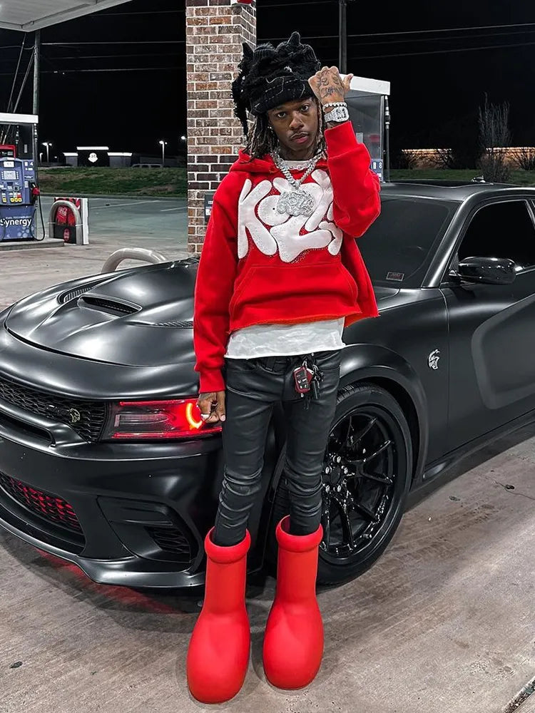 Spring Sweatshirt Woman Hip Hop Tide Alphabet Foaming Hoodie Men's Y2k Harajuku Street Retro Casual Loose Clothing Jackets