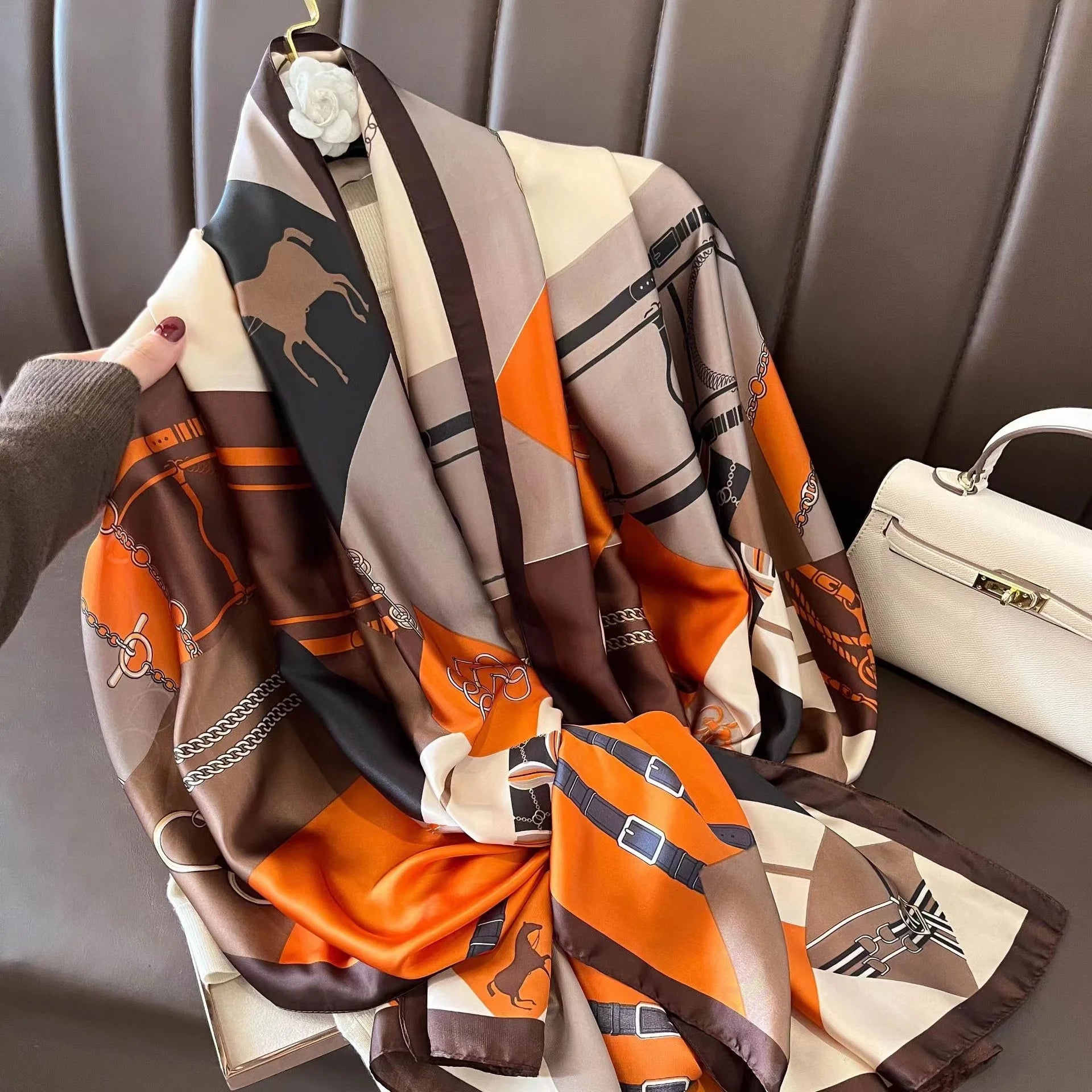 180*90cm Luxury Brand Spring Summer Autumn Women Clothing New Fashion Color matching printed silk scarf lady popular turba 42 180cmx90cm