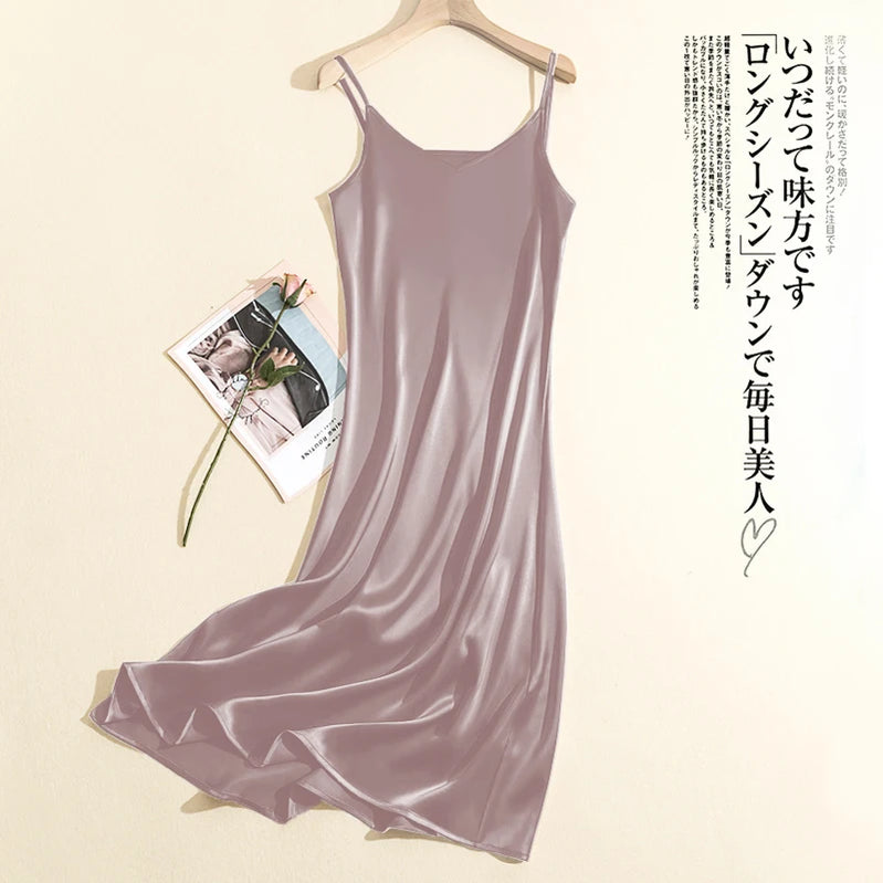 2024 Summer Chic Elegant Dresses For Women Adjustable Strap Satin Long Birthday Party Dresses Maxi Beach Sundress Robe Vestido 14 pink