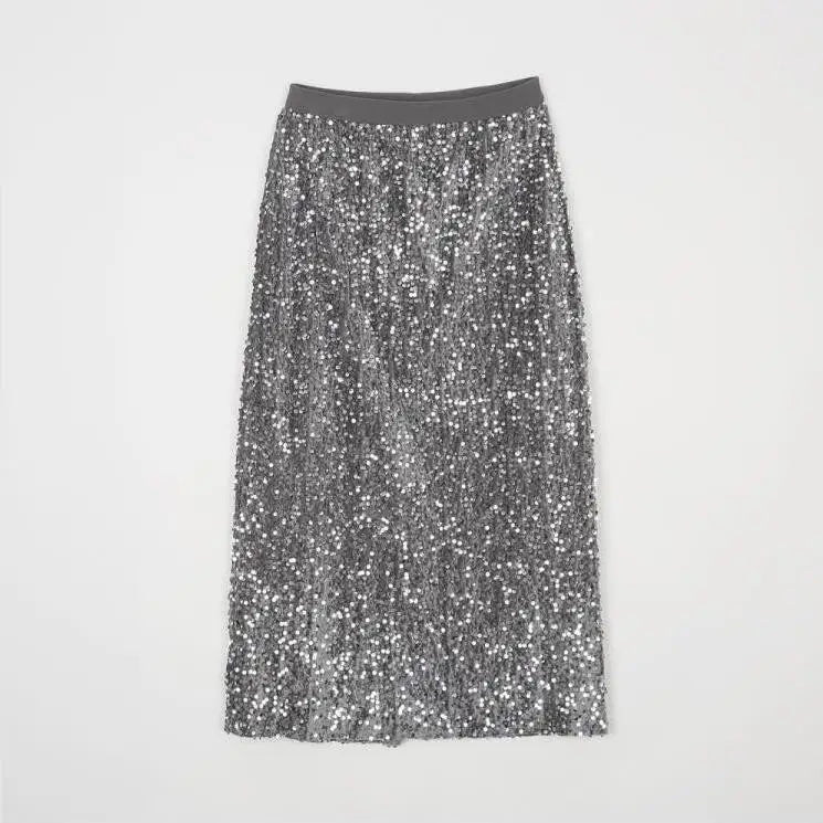 Korean Fashion Sequin Design Long Skirts for Women All Season Ladies Casual Streetwear All Match Sexy Midi Skirt Dropshipping GRAY One Size