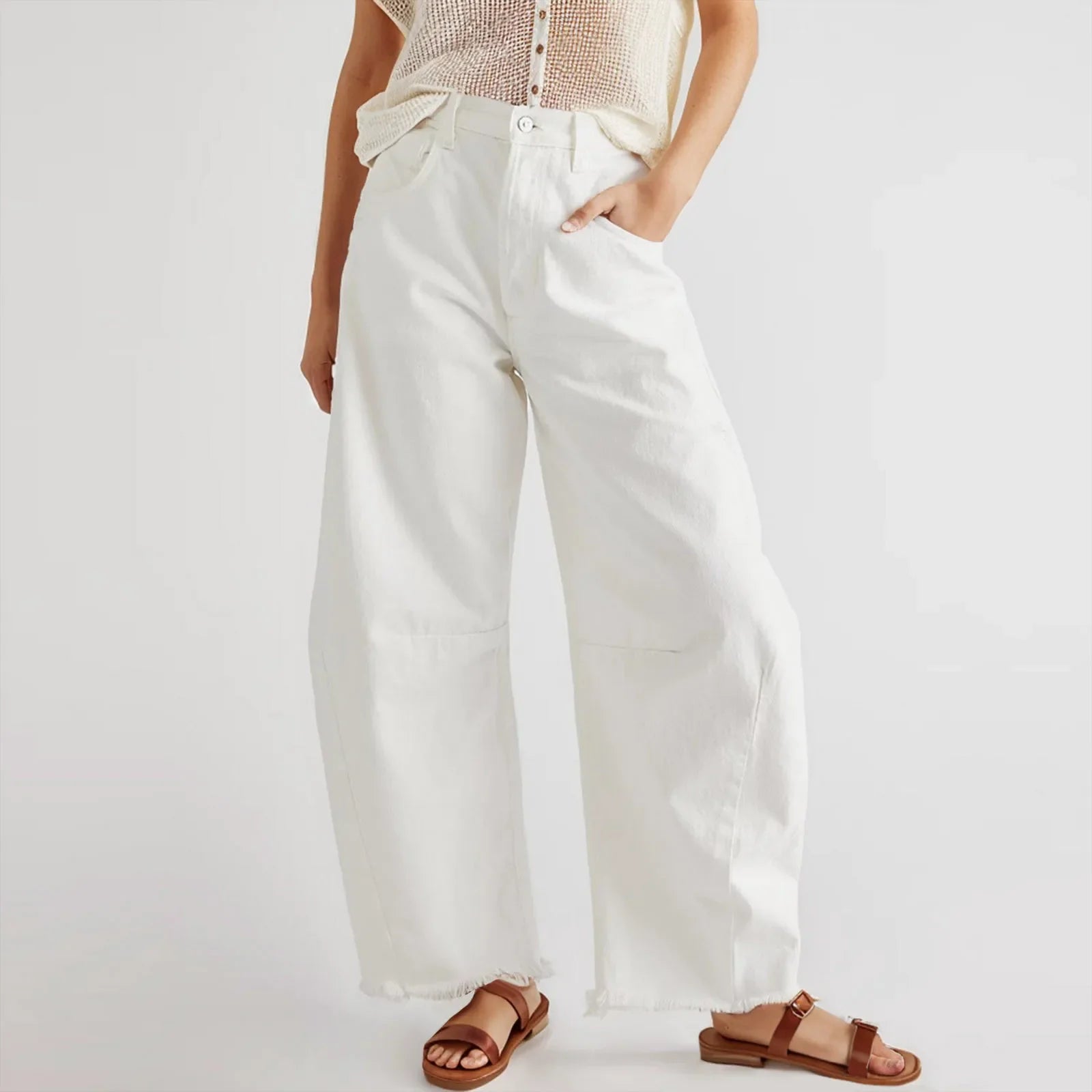 Women's Denim Pants Blue Wide Leg Jeans Cotton High Waist Casual Loose Trousers Office Ladies Woman Spring Autumn 2024 White CN