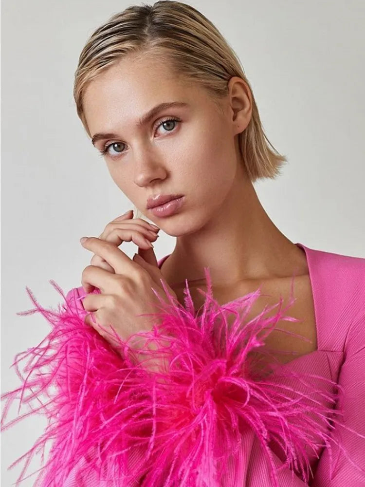 Winter Women Long Sleeve Square Collar Bodycon Mini Dress Feathers Rayon Bandage Fashion Elegant Evening Party Dress