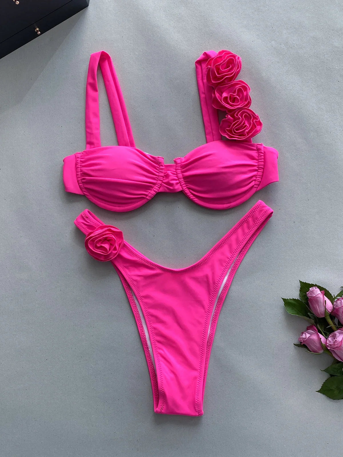 Push Up Bikini Sexy Women Swimsuit Female Swimwear Sexy Bikini Set Brazilian Biquini Floral Swimming Suit Bandage Beachwear JC329206