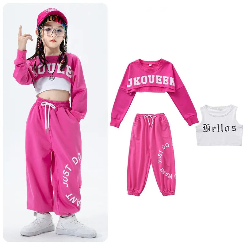 Girls Jazz Dance Performance Dress Girls Hip-hop Suit Cool Belly Button Exposed Clothing Children's Hip-hop Fashion Clothes 829-827-793 suit