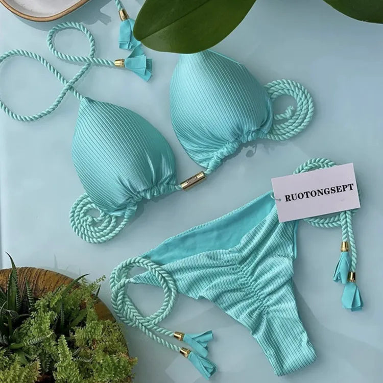 Sexy Bikini Push Up Women Swimsuit Thong Brazilian Bikini Swimwear Female Swimming Bathing Suit Beachwear 8241
