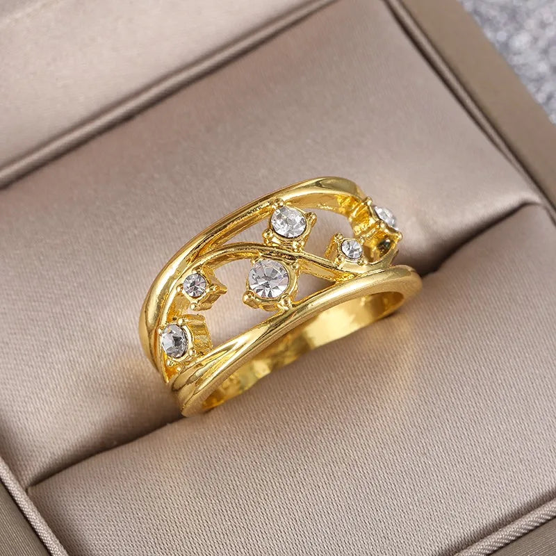 Sparkling Silver Color Cubic Zirconia Wedding Rings Set for Women Elegant Couples Engagement Ring Banquet Party Jewelry P965-1