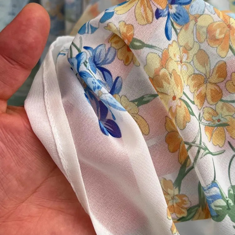 Fashion Bohemain Flower Maxi Dress Women's Stand Long Lantern Sleeve Single Breasted Floral Print Lace Up Loose Boho Robe