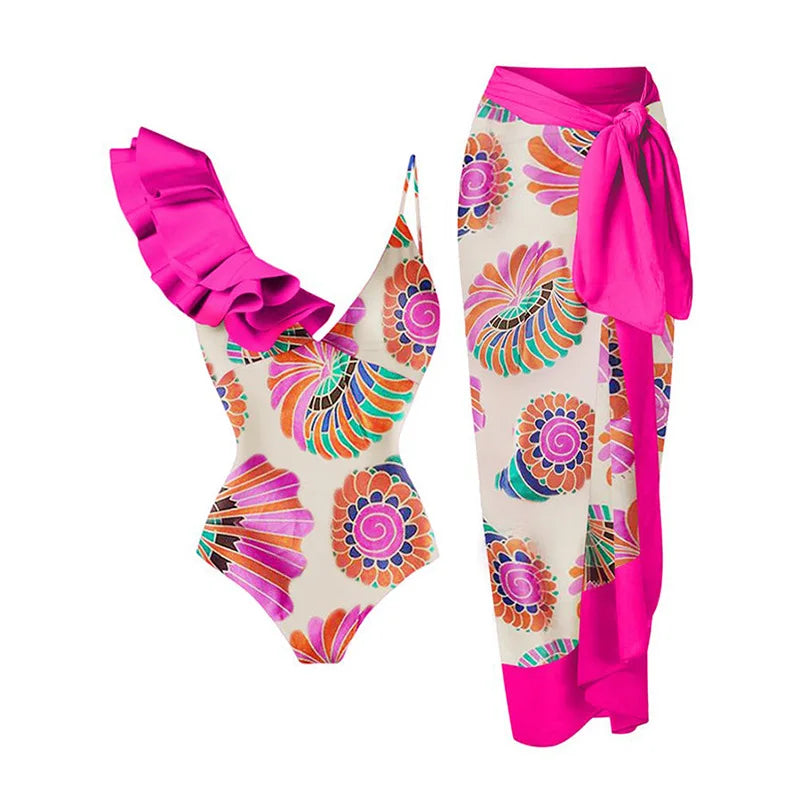 2023 Sexy Fashion One Piece Swimsuit Solid 3D Flower Summer Women Swimwear Beachwear Summer Luxury Monokini Bathing Suit a set 11