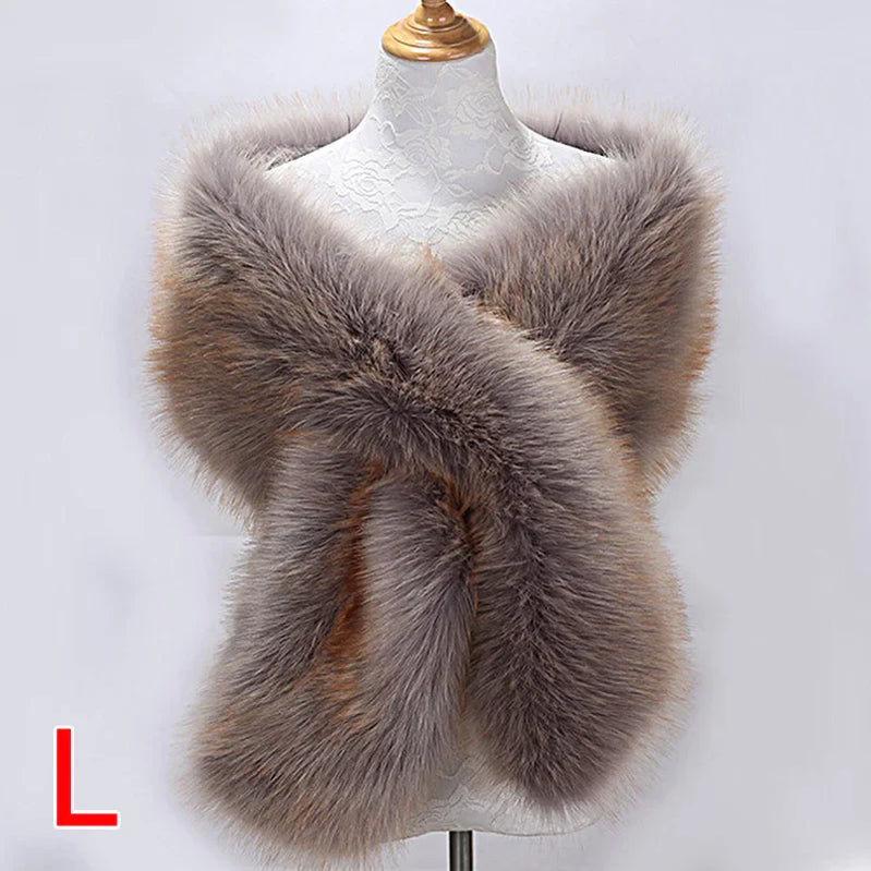 New Winter Women Fur Capes Champagne Wedding Faux Fur Bolero Stole Shawl Wraps Bridal Jacket Formal Evening Party Shrug L
