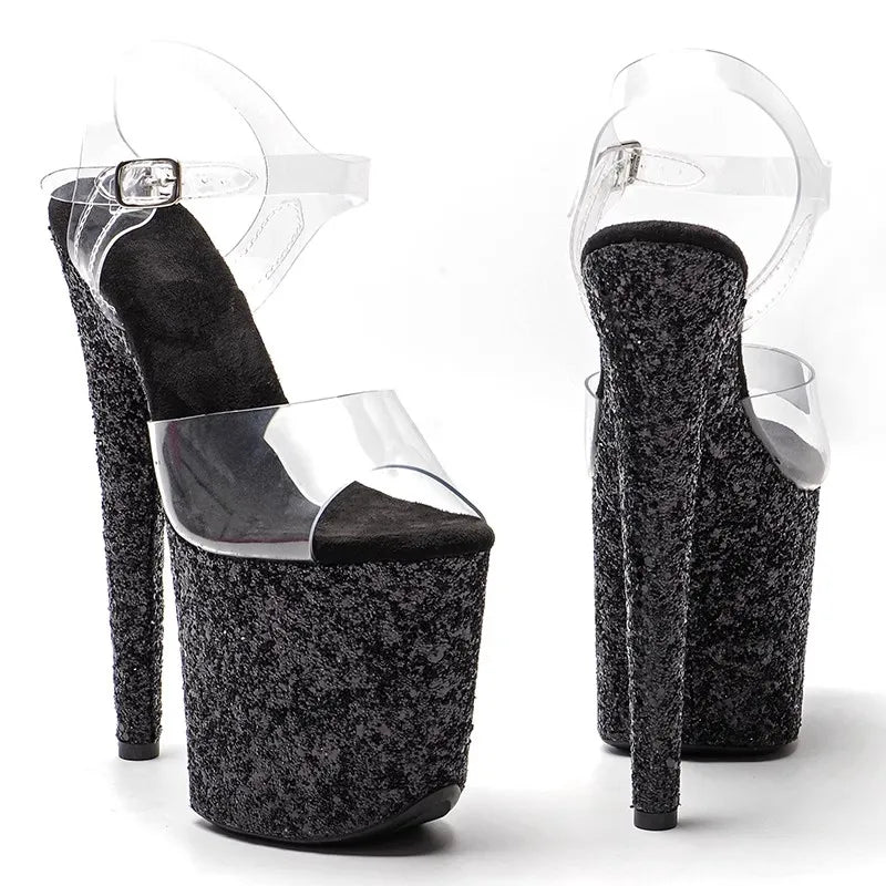 LAIJIANJINXIA New 20CM/8inches PVC Upper Fashion Sexy Exotic High Heel Platform Party Women Sandals Pole Dance Shoes 211 color 3
