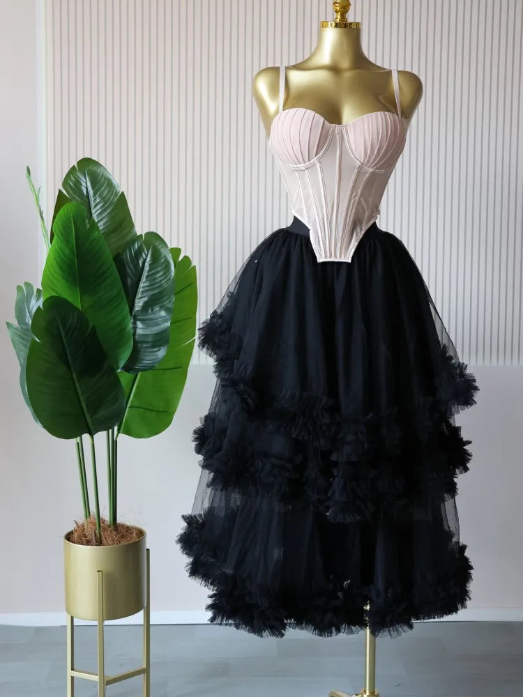 CM.YAYA Women's Dress Set Sleeveless Strap Tops and Pleated Tiered Skirts Suit Elegant Vacation Birthday Two 2 Piece Set Outfits