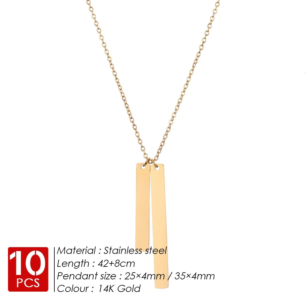 eManco 10PCS Stainless Steel Gold Color New Fashion Necklace Pendants Short Long Statement Women Minimalist Colar Gift Jewelry YX30636-Gold Color