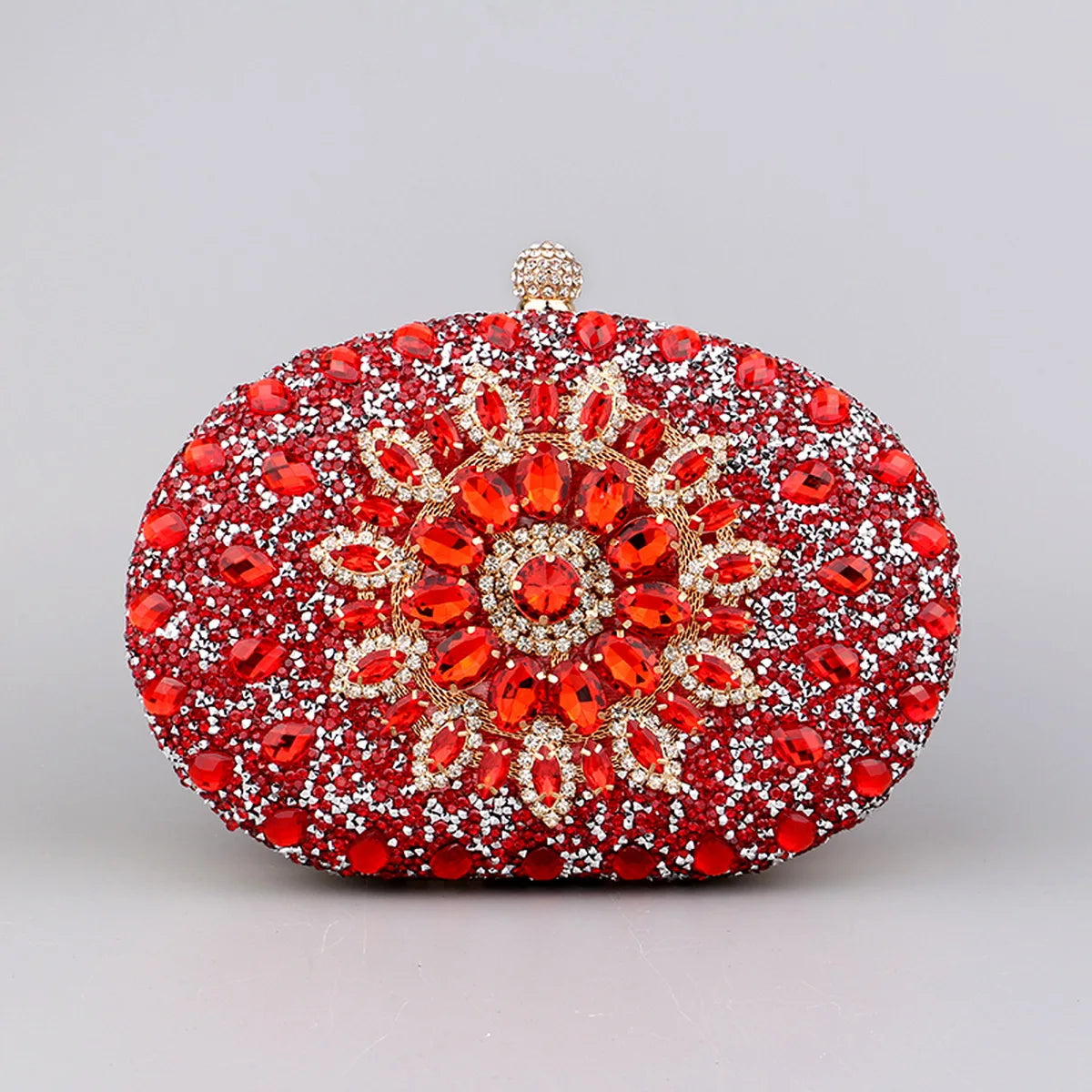 Diamonds Purple Color Women Evening Bags Flower Rhinestones Egg Design Fashion Female Clutch Handbags YM3108red