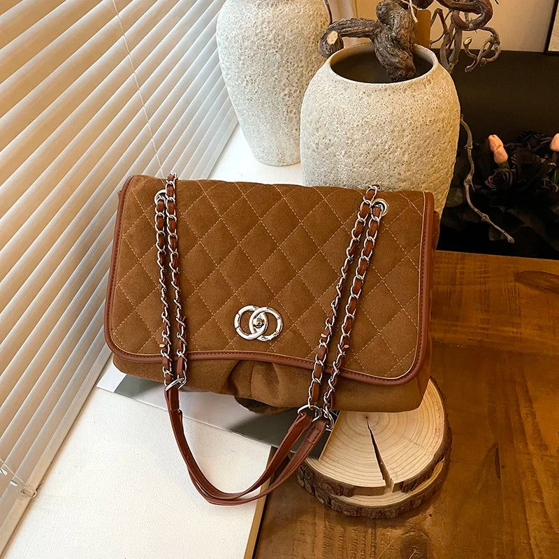 Retro Suede Leather Shoulder Bags for Women 2025 New Winter Underarm Bag Single Shoulder Crossbody Bag Fashion Handheld Bag