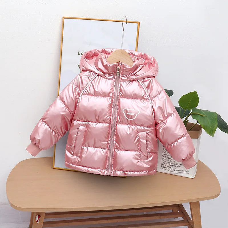 Winter add Velvet warm coat hooded Down jacket thickened cartoon print for 1-7year old boys and girls 2024 new childrens clothes Photo Color 3