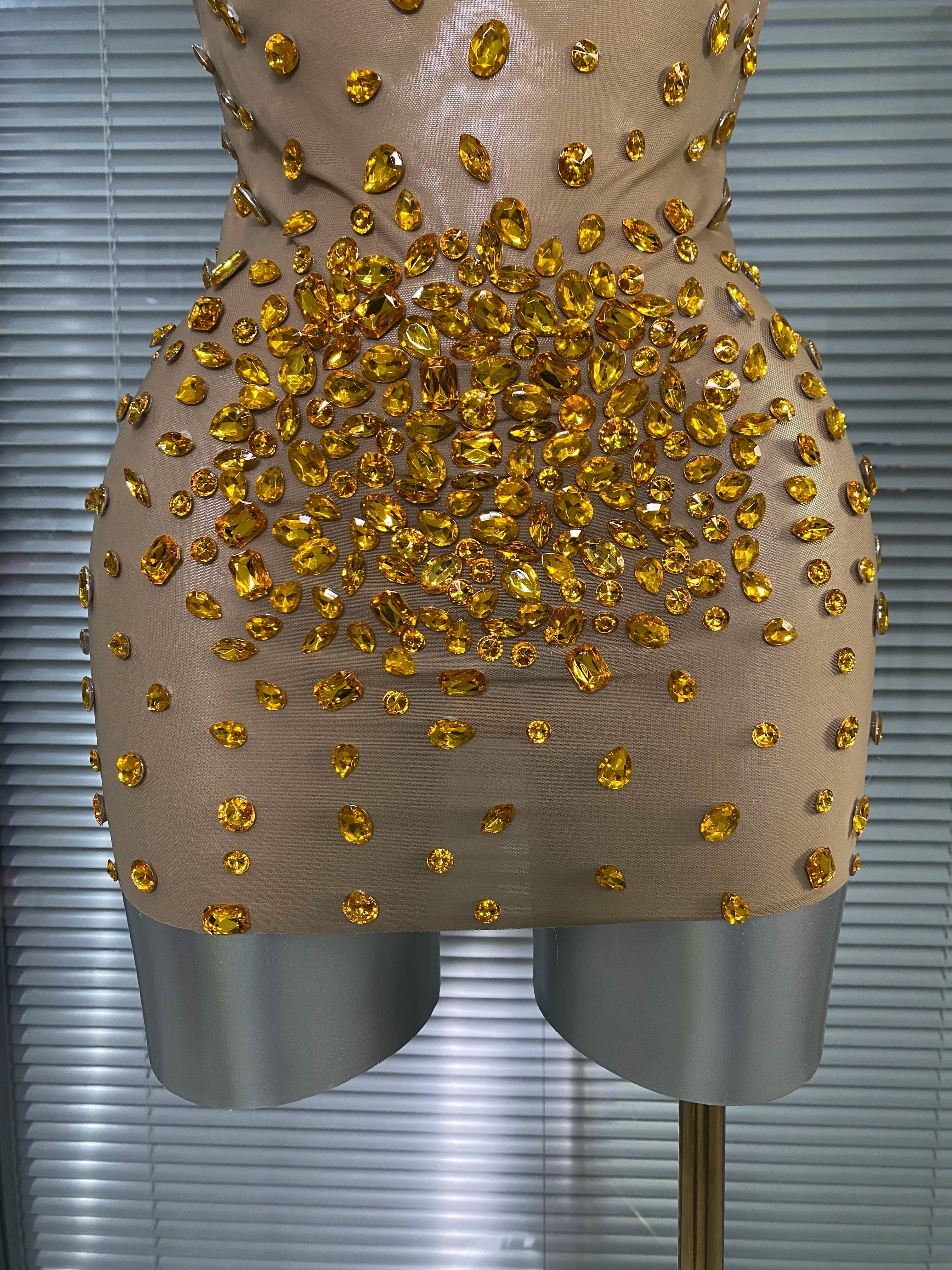 Celebrity New Women Sexy Transparent Mesh Backless Gold Black Costume Stage Dancer Singer Night Club Mini Party Dress