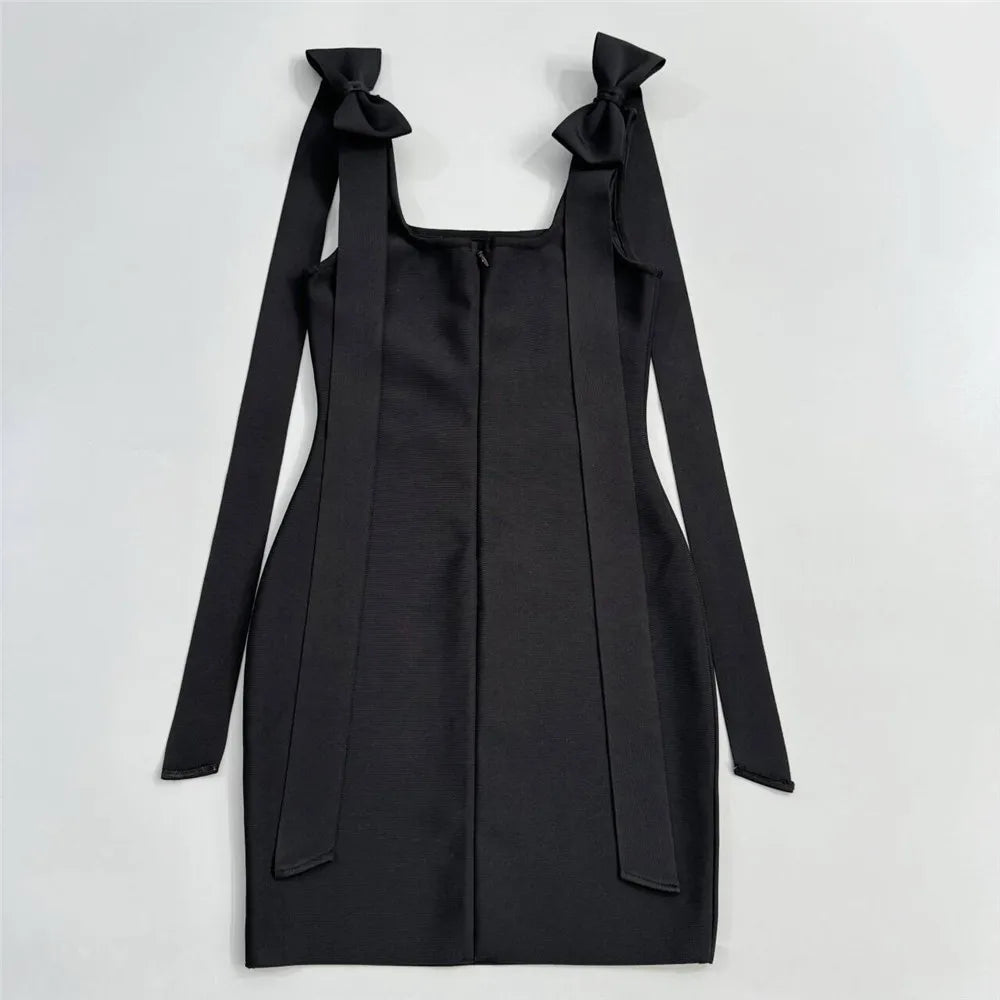 Women Celebrity Sexy Tank Diamonds Summer Black Mini Summer Bodycon Bandage Dress Elegant Evening Club Party Dress