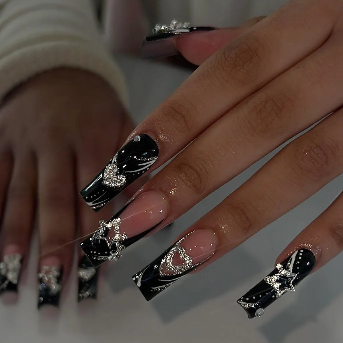 24Pcs French False Nails Pink Zebra Pattern Press on Nails Medium Square Coffin False Nails Y2k Artificial Full Cover Nail Tips