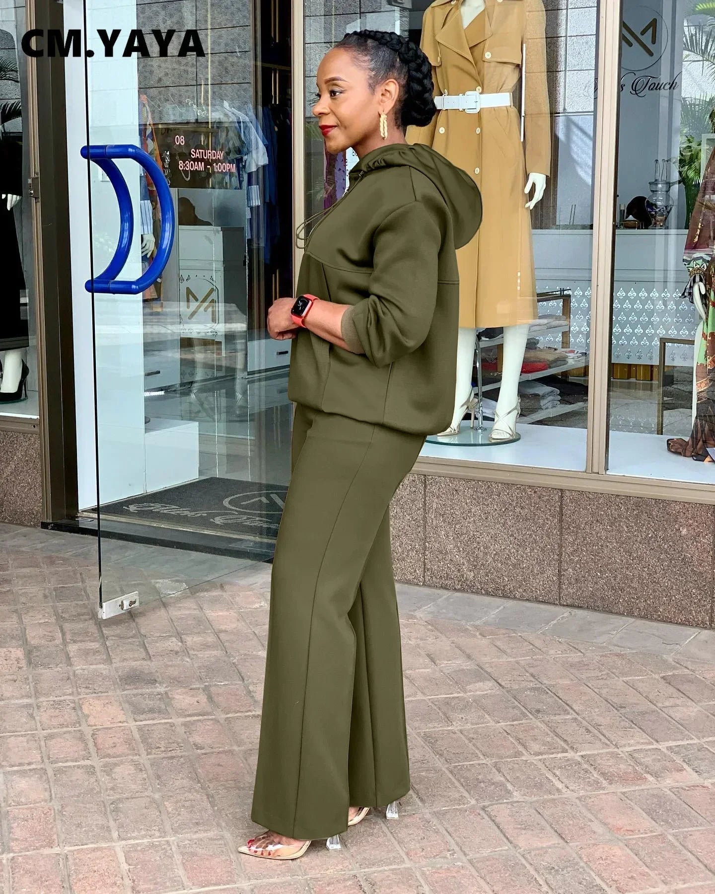 CM.YAYA Long Sleeve Women Set Loose Long Sleeve Hoodies Pant Suits 2024 Spring 2 Two Piece Sets Sporty Tracksuits Street Outfits