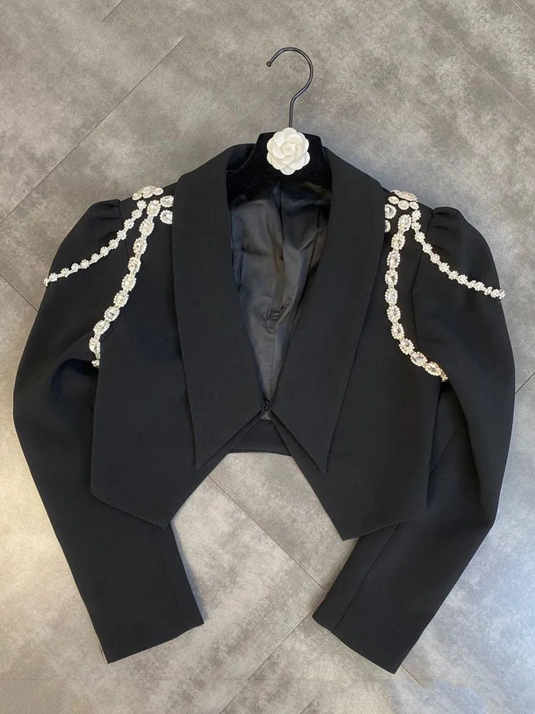 Fashion Trend Versatile Notched Long Sleeve Suit Women's Slim High Waist Skirt Two Pic Set Female