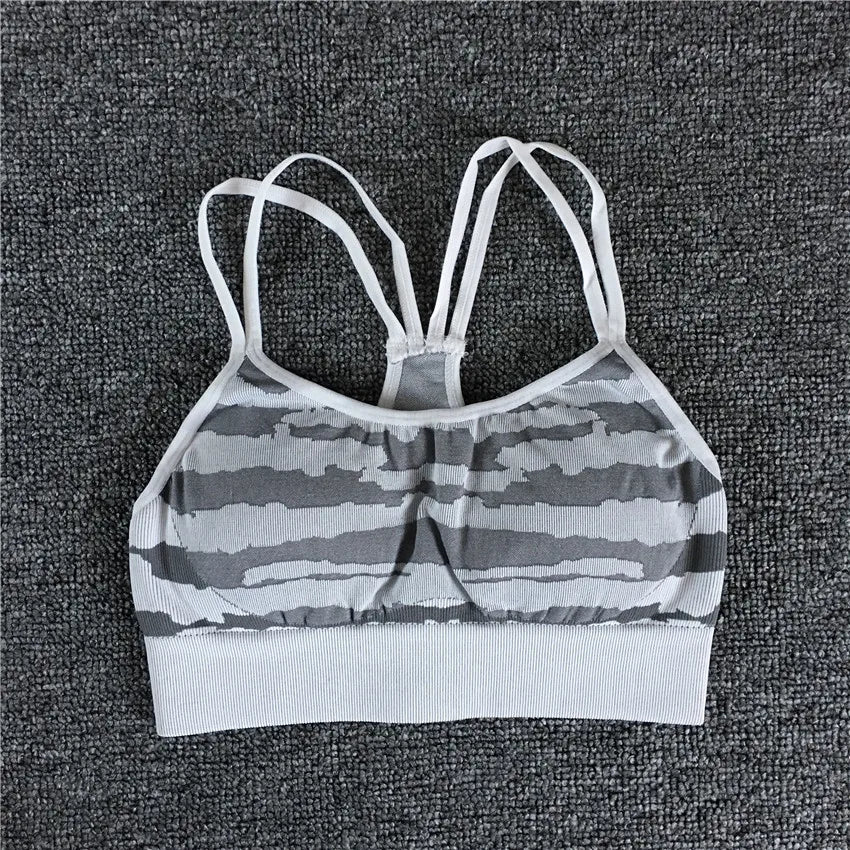 Pad Seamless Ensemble Women Sport Bra Yoga Set Workout Gym Legging Running High Waist Scrunch Pant Fitness Active Suits white bra
