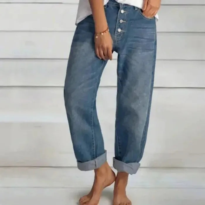 Spring Oversize Women's Denim Pants Blue Pockets Empire Waist Wide-leg Jeans Loose Pants Female Summer Casual Fashion Lady